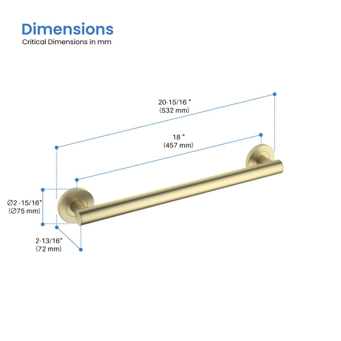 18" Stainless Steel Bathroom Safety Grab Bar - CGB-1118