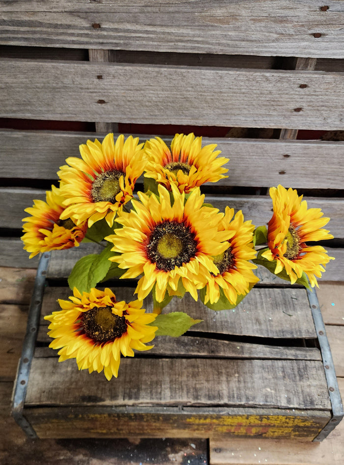 18" Yellow Sunflower Bush x 7
