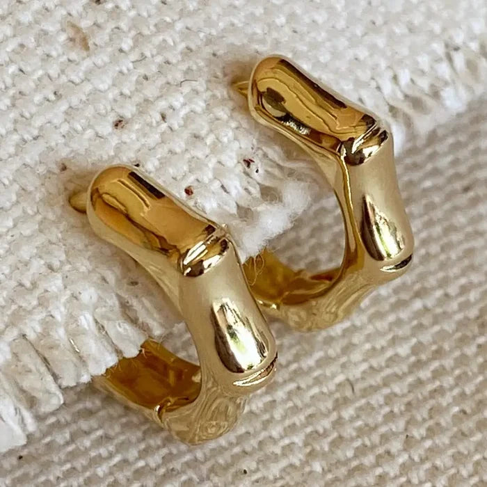 18k Gold Filled Bamboo Clicker Hoop Earrings