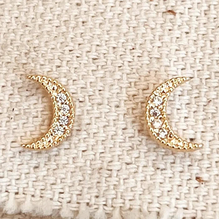 18k Gold Filled Crescent Moon Studs