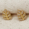 18k Gold Filled Cz Leaf Stud Earrings