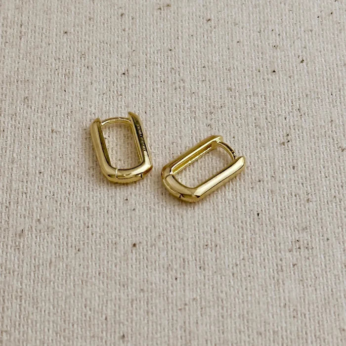 18k Gold Filled Oblong Hoop Earrings in 15mm