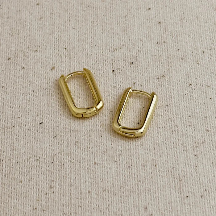 18k Gold Filled Oblong Hoop Earrings in 15mm