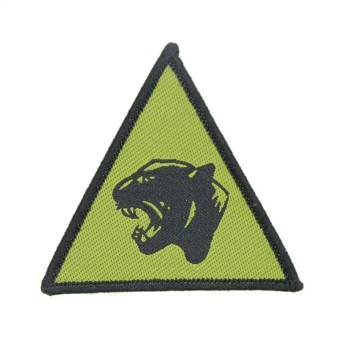 Single 19th Light Brigade (Mechanised) Panther Flash patch featuring a black panther head on green triangle, regulation TRF for military apparel. 1 Flash from  John Bull Clothing