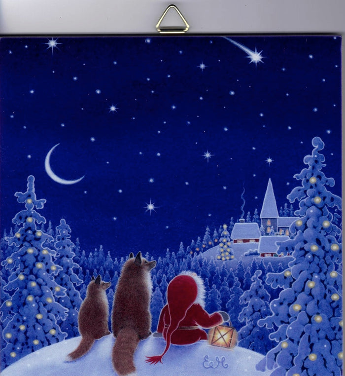 6" Ceramic Tile, Eva Melhuish Tomte with Fox