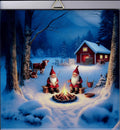 6" Ceramic Tile, Gnomes  by the fire with cow