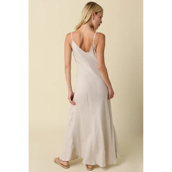 Adeline Flowy Linen Maxi Dress in Melange