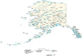 Alaska Map - Cut Out Style - with Capital, County Boundaries, Cities, Roads, and Water Features