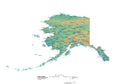 Digital Alaska State Illustrator cut-out style vector with Terrain AK-USA-242007