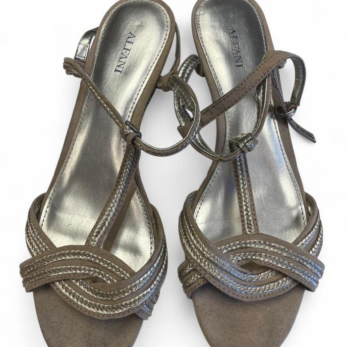 Alfani gold metallic wedge sandals