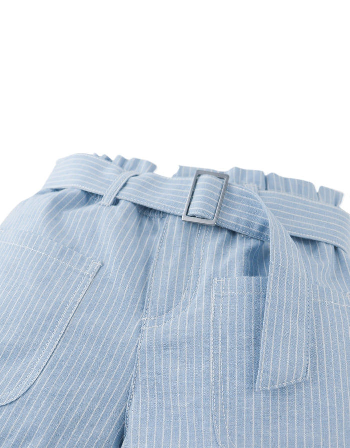 Amara Linen-like Cotton Shorts with Big Pockets & Belt