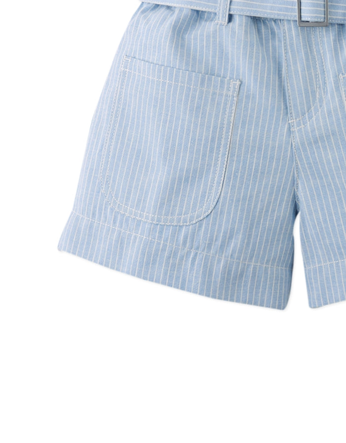 Amara Linen-like Cotton Shorts with Big Pockets & Belt