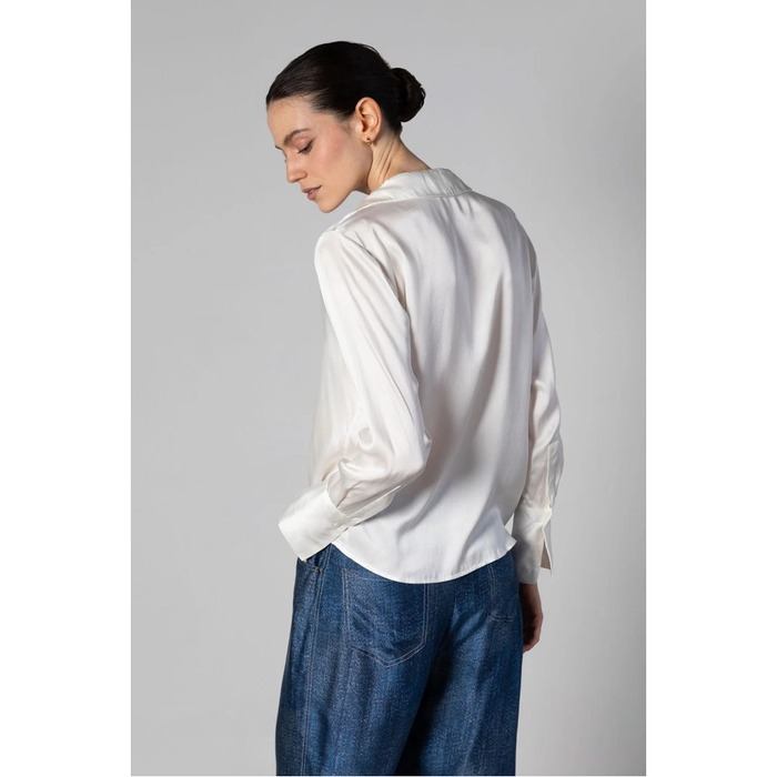 Anaphe Capsule Pullover Shirt in White - Sandwashed Silk