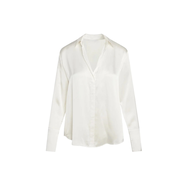 Anaphe Capsule Pullover Shirt in White - Sandwashed Silk