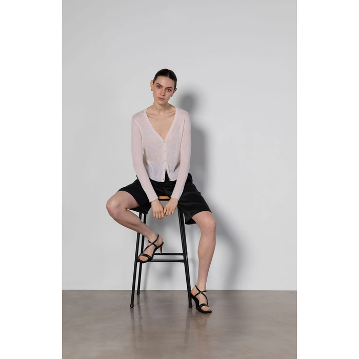 Anaphe Luxe Fine Rib Cashmere Cardigan in Warm White