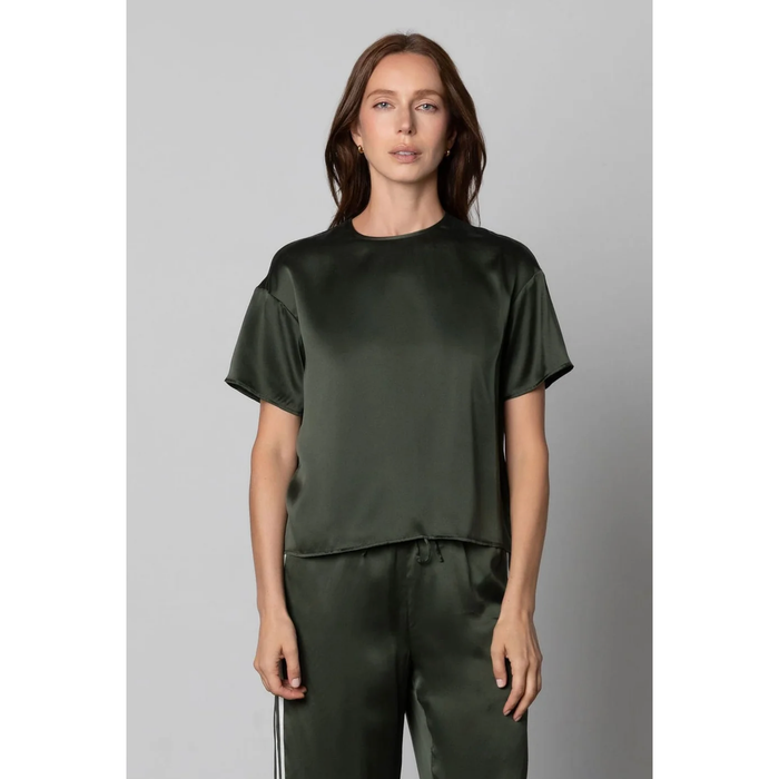 Anaphe Sandwashed Silk Tee in Hunter Green