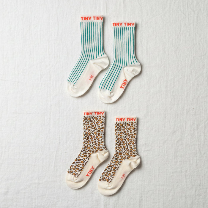 Animal Print & Fine Stripes Medium Socks - KIDS