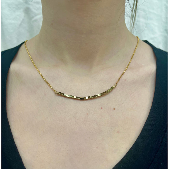 April Martin Beaded Necklace on 14k Gold Plated Chain - Romantiques