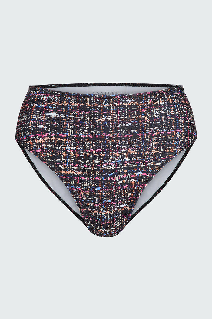 Aria High Waist Bikini Brief in Tweed Print