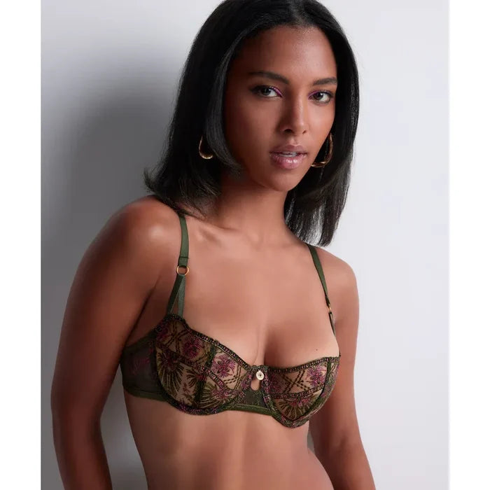 Aubade Sound Of Heart Half Cup Bra in Dark Garden - Romantiques
