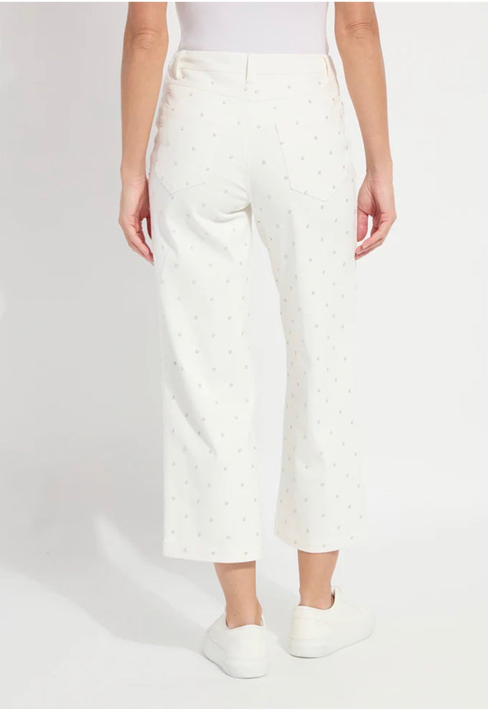 Audrey Pearled Embellished Crop Denim