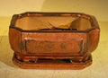 Aztec Orange Ceramic Bonsai Pot - Rectangle -Professional Series with attached Humidity/Drip tray -6.37 x 4.75 x 2.625