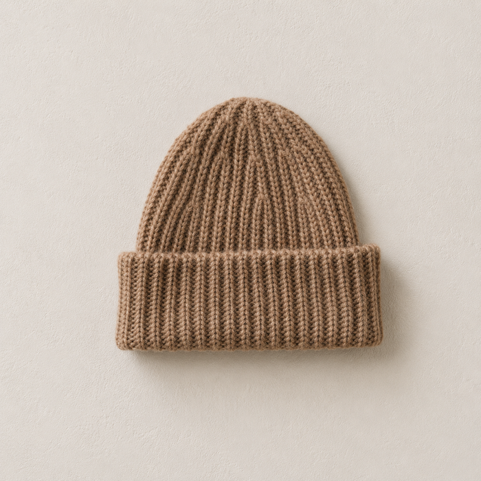 BABY BEANIE WOOL - CAMEL