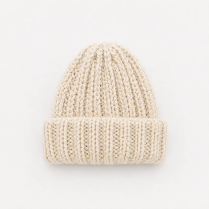 BABY BEANIE WOOL - NATURAL