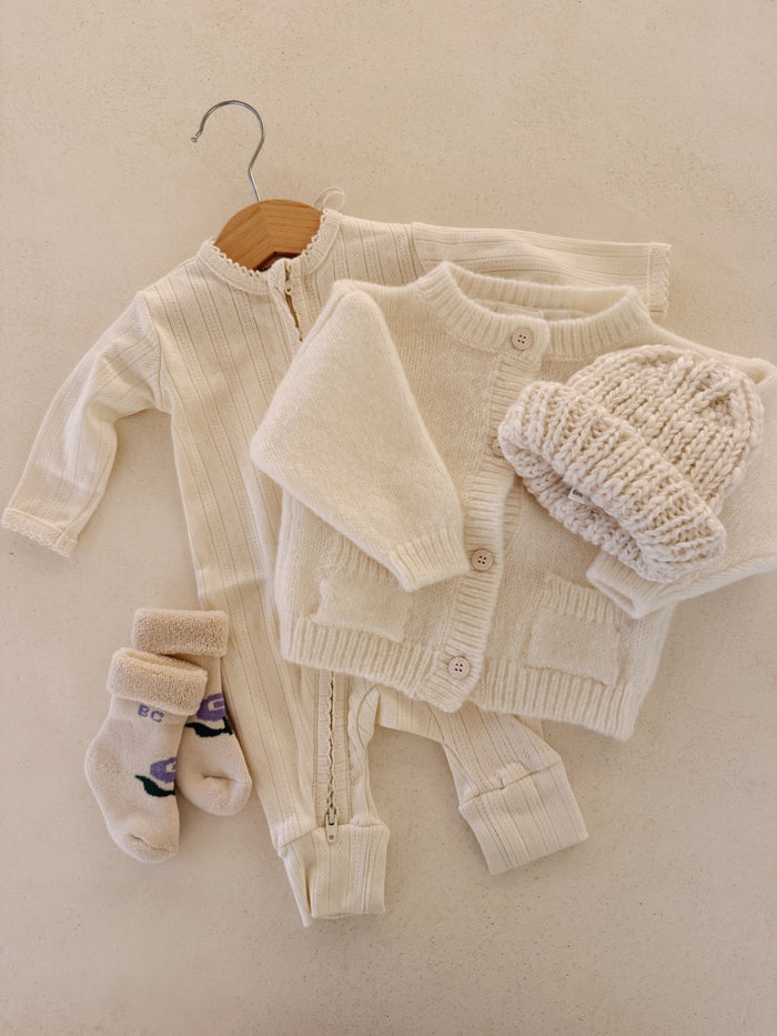BABY BEANIE WOOL - NATURAL