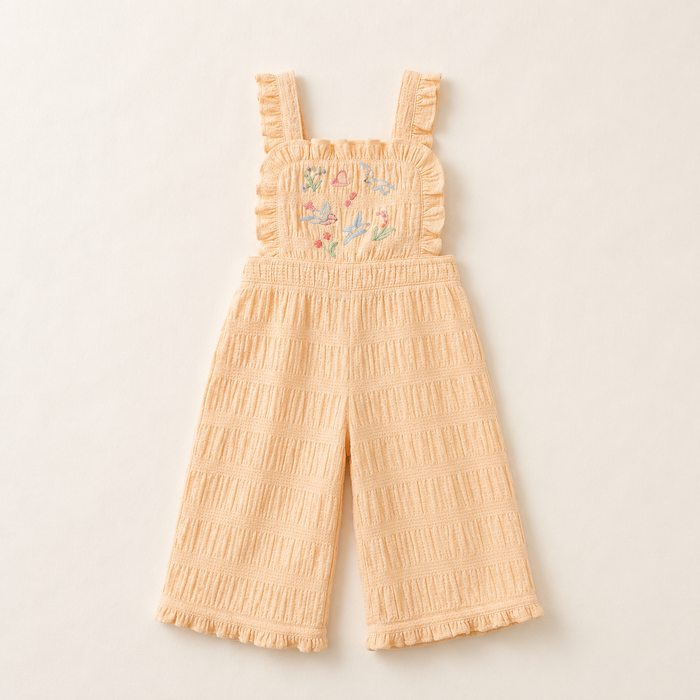 Baby Cocona Checkered Jumpsuit with Embroidery