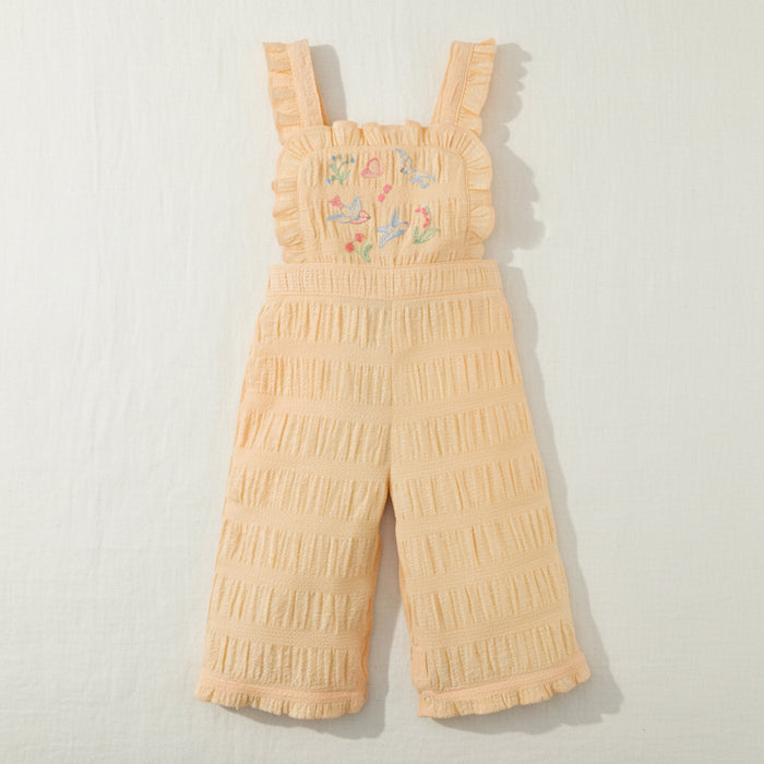 Baby Cocona Checkered Jumpsuit with Embroidery