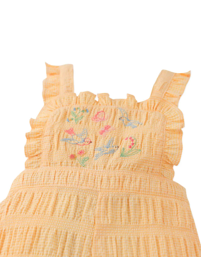 Baby Cocona Checkered Jumpsuit with Embroidery