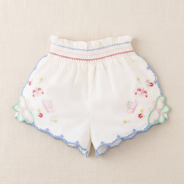 Baby Jisoo Shorts with Scalloped Edges & Butterfly Embroidery