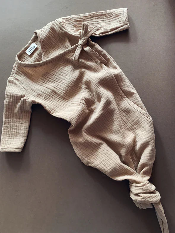 BABY KIMONO GOWN - CAPPUCCINO