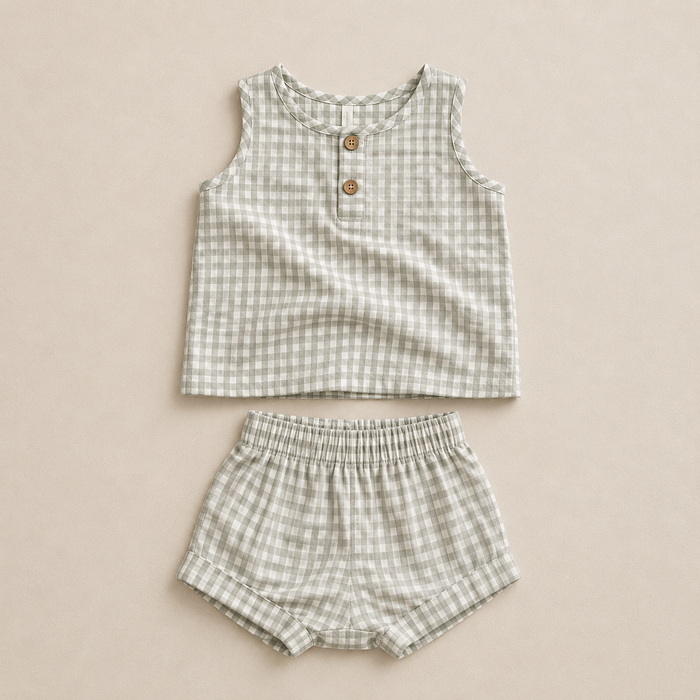 BABY TANK SET - EUCALYPTUS GINGHAM