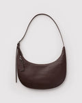 BAGGU - Medium Leather Flat Crescent Bag in Brown