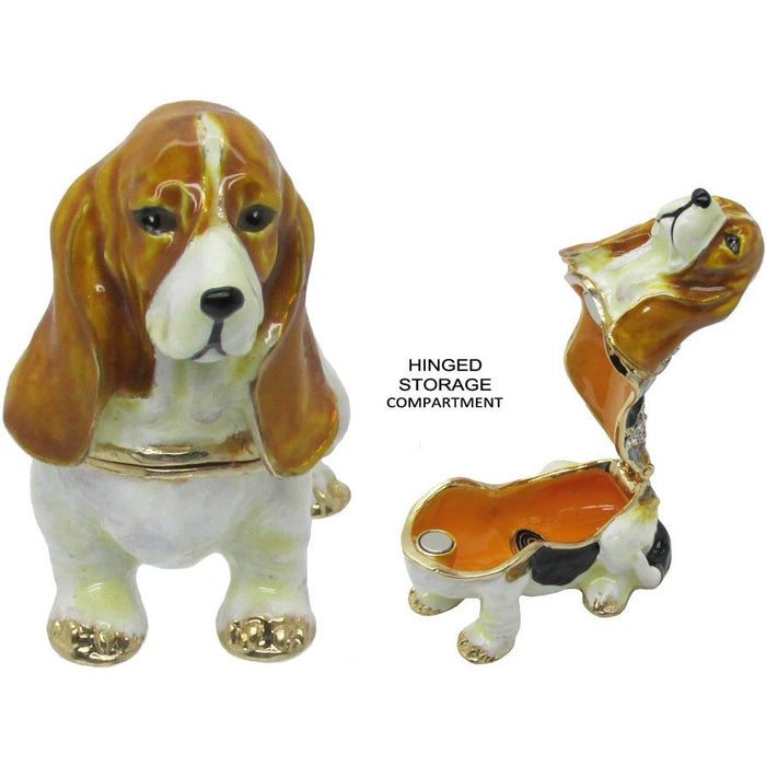 Basset Hound Jeweled Trinket Box SWAROVSKI Crystals