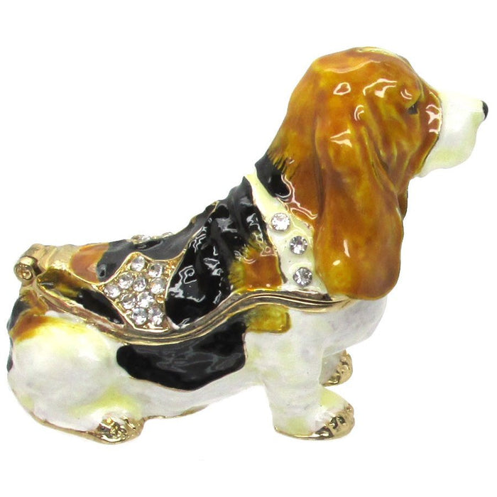 Basset Hound Jeweled Trinket Box SWAROVSKI Crystals