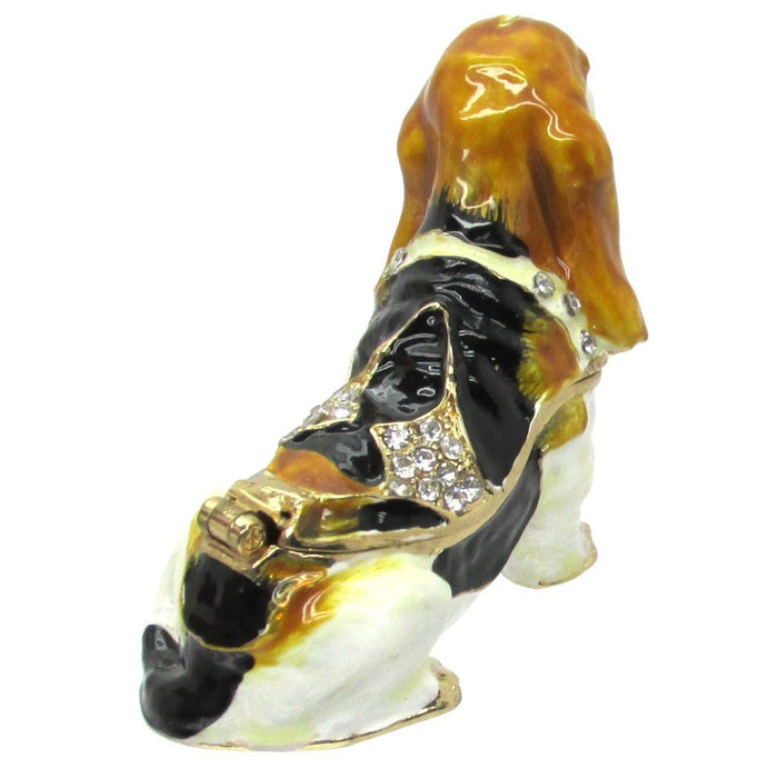 Basset Hound Jeweled Trinket Box SWAROVSKI Crystals