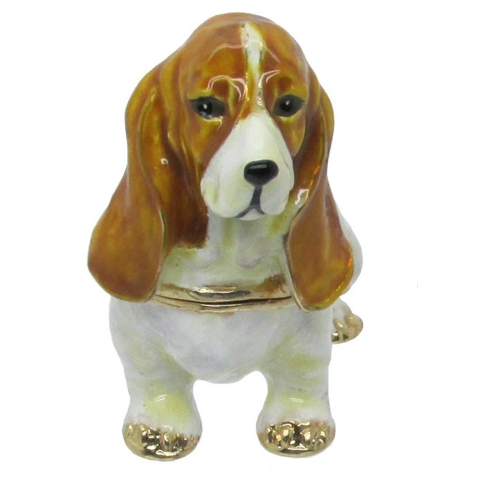 Basset Hound Jeweled Trinket Box SWAROVSKI Crystals