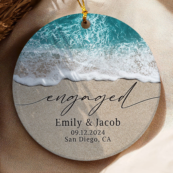 Beach Engaged Ornament | Personalized Engagement Gifts for Couple