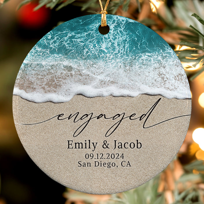 Beach Engaged Ornament | Personalized Engagement Gifts for Couple