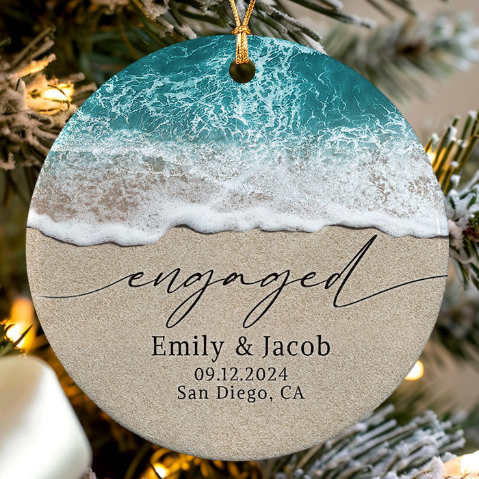Beach Engaged Ornament | Personalized Engagement Gifts for Couple