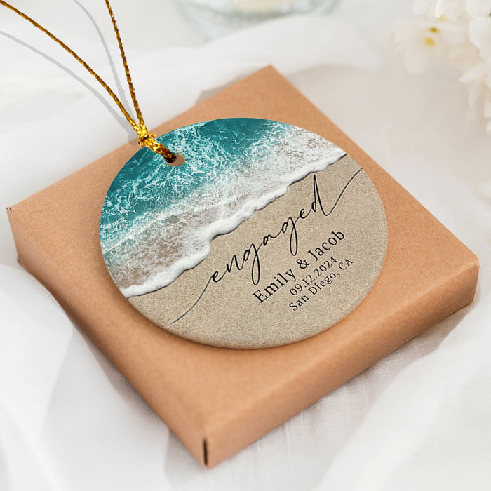 Beach Engaged Ornament | Personalized Engagement Gifts for Couple