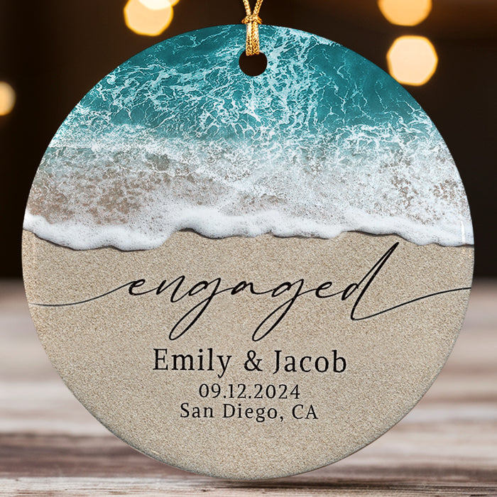 Beach Engaged Ornament | Personalized Engagement Gifts for Couple