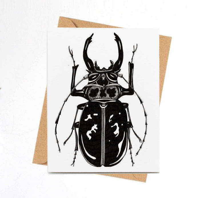 PinkPolish Design Note Cards "Beetle Jewel" Handmade Notecard