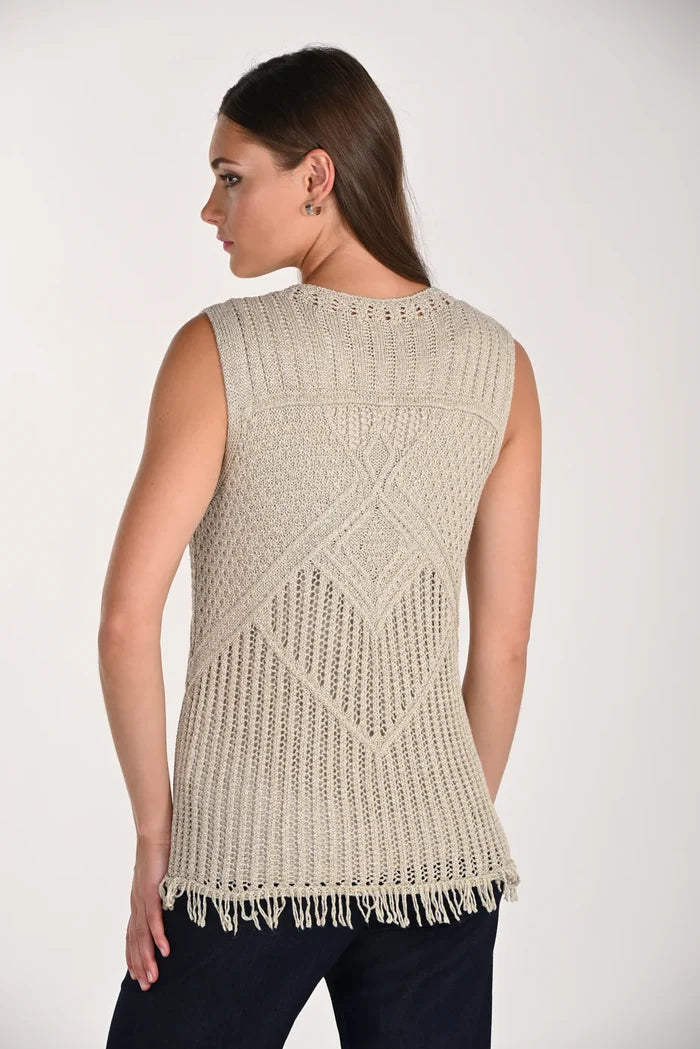 Beige/Silver Sleeveless Top