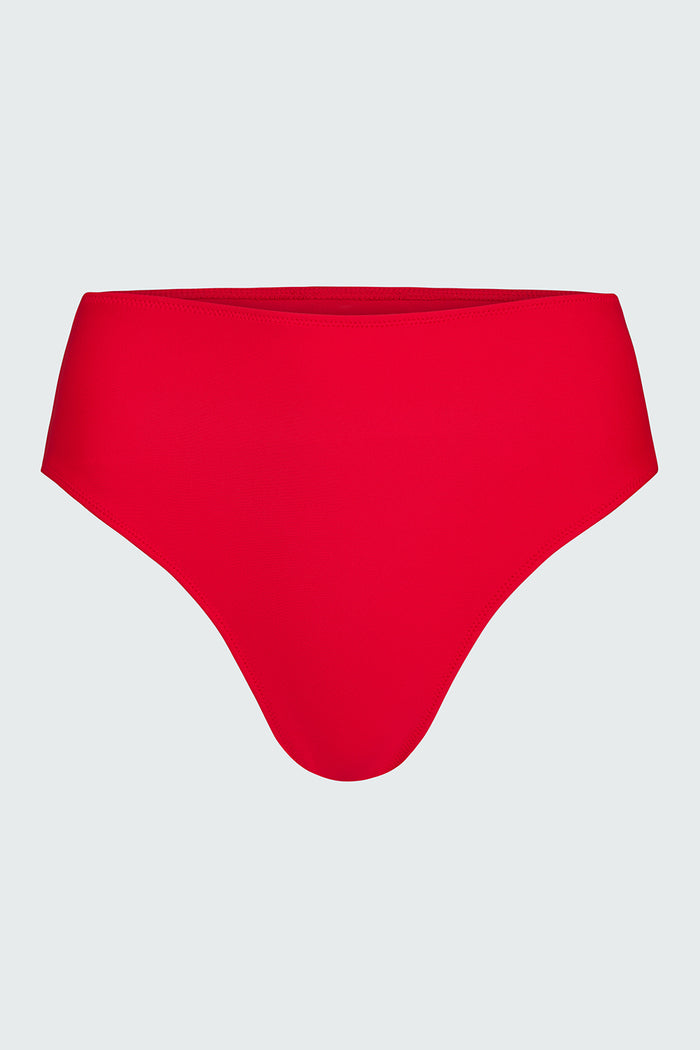 Watskin Belle medium coverage bikini bottom in Red shown flat