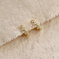 Bezel CZ C-Hoop Earrings