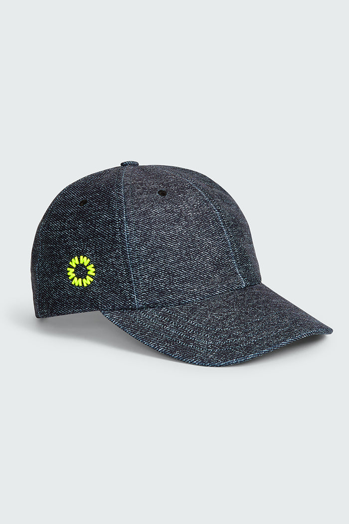 Watskin Billie baseball hat in Black Denim shown flat in profile